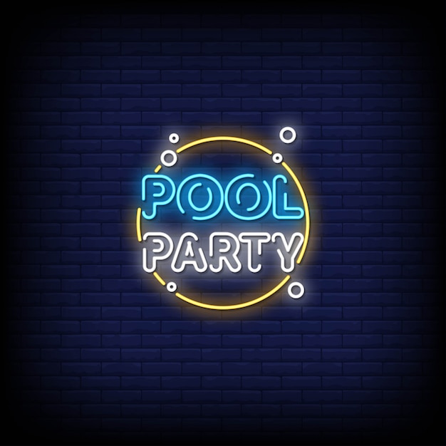 Premium Vector | Pool party neon signs style text