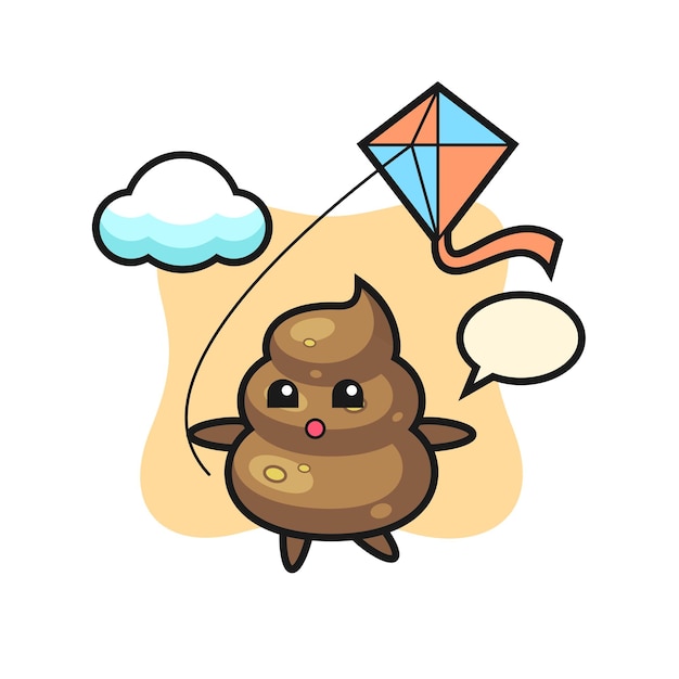 Premium Vector Poop Mascot Illustration Is Playing Kite Cute Style