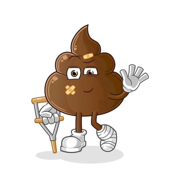 Premium Vector The Poop Sick With Limping Stick Cartoon Mascot Mascot