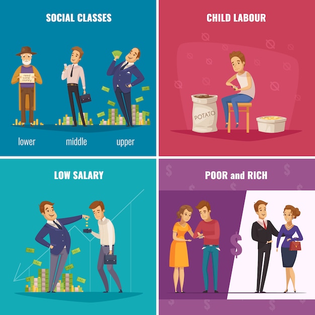 Free Vector Poor And Rich 2x2 Concept