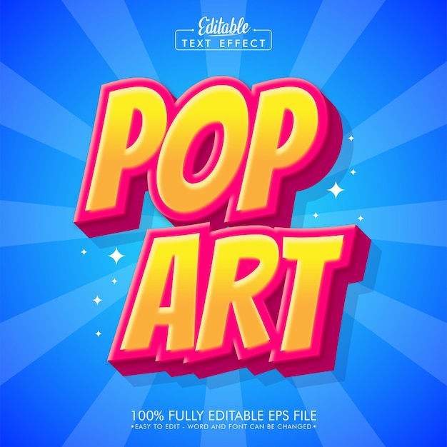 Premium Vector | Pop art 3d editable text effect