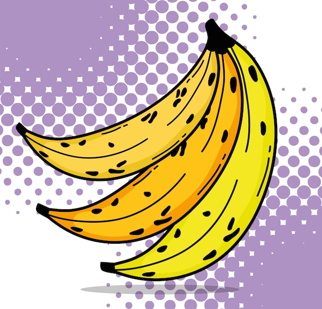 ポップアートバナナフルーツかわいい漫画ベクトルイラストグラフィックデザイン プレミアムベクター