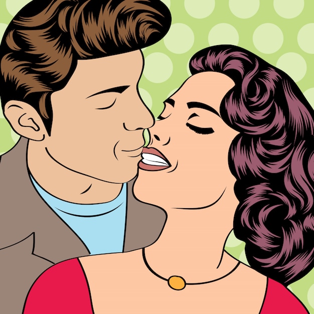 Premium Vector Pop Art Couple In Love Valentine S Day Card