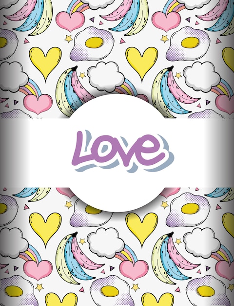 Premium Vector Pop Art Love Background With Bananas And Hearts