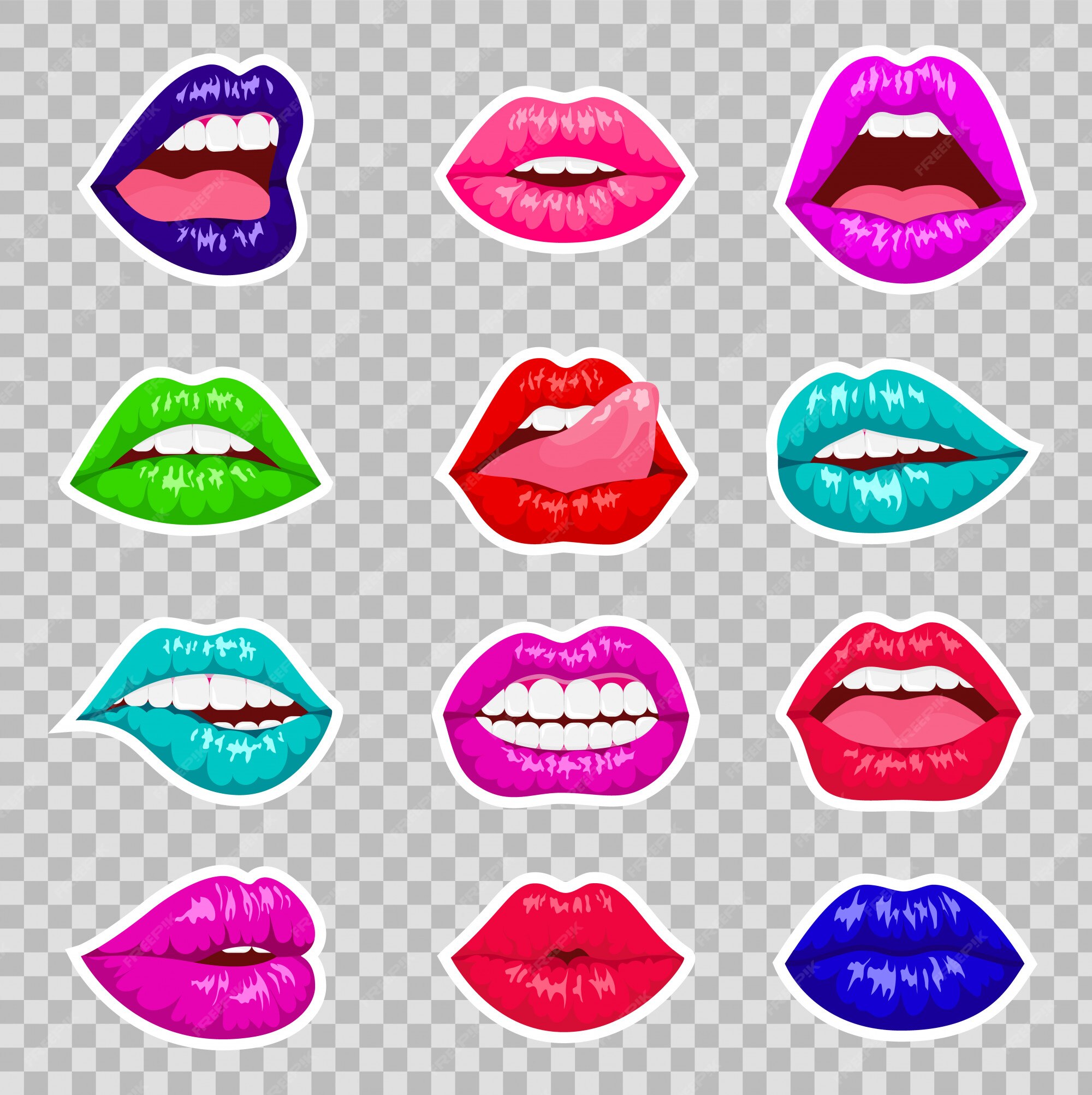 Premium Vector Pop Art Woman Lips Set Sexy Mouth Female Glossy