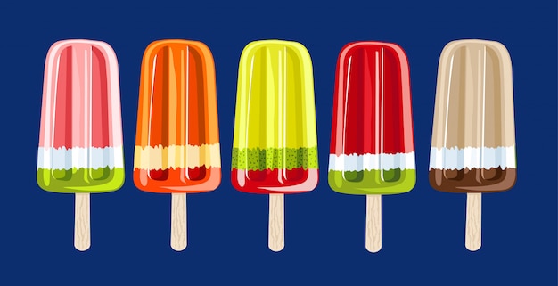 Download Premium Vector Popsicle Ice Cream Fruit Ice Lolly Set