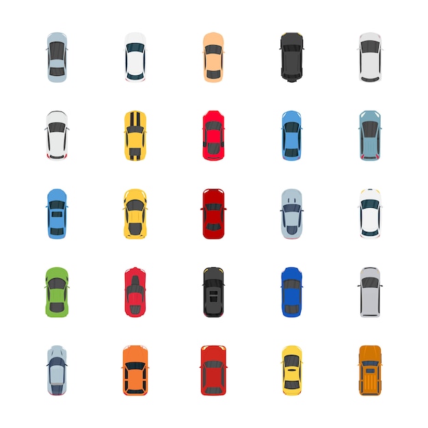 Premium Vector | Popular color cars flat icons