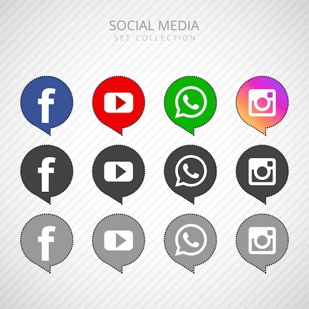 Download Popular social media icon set collection vector illustration | Free Vector