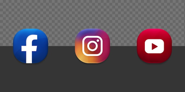 人気のソーシャルメディアアイコンセットyoutubefacebookinstagram 