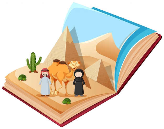 A popup book of desert Premium Vector