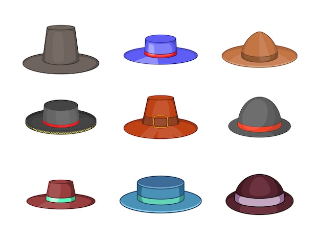 Premium Vector | Porkpie hat element set. cartoon set of porkpie hat ...
