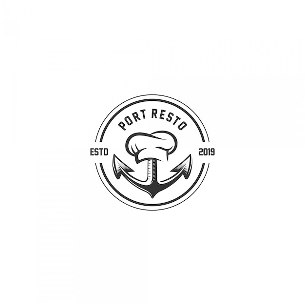 Premium Vector | Port restaurant vintage emblem logo