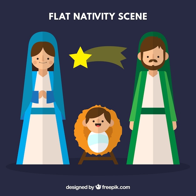 Portal characters of nativity scene in flat
design