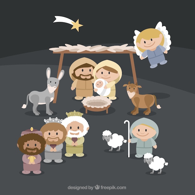 Portal of nativity scene with nice\
characters