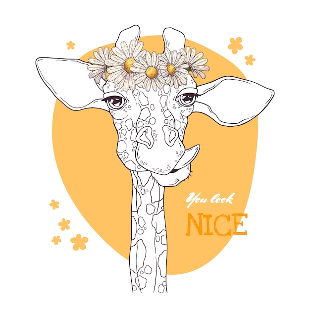 Download Free Portrait Of Giraffe With A Wreath Of Daisies Premium Vector Use our free logo maker to create a logo and build your brand. Put your logo on business cards, promotional products, or your website for brand visibility.