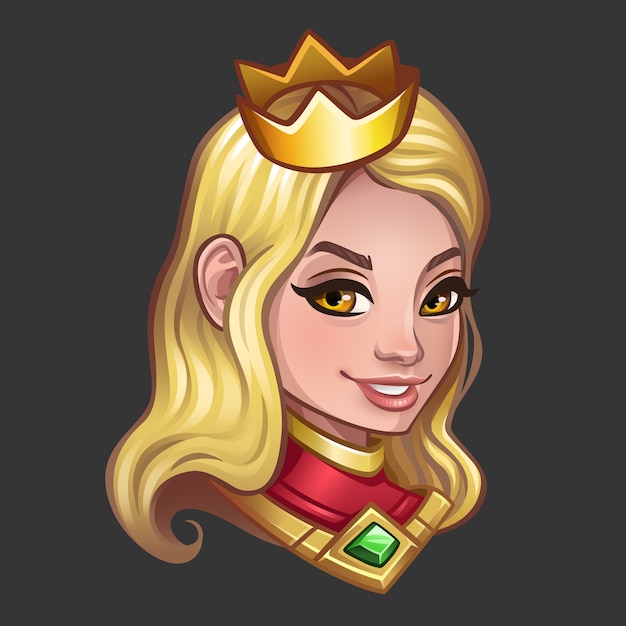 Portrait Of Princess With Crown And Blond Hair Premium Vector
