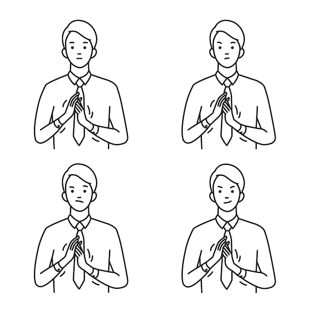 Premium Vector | Portrait set of businessman gesturing in rubbing hands