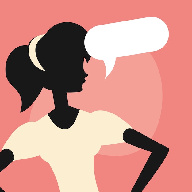 Download Portrait woman silhouette speech bubble retro design ...