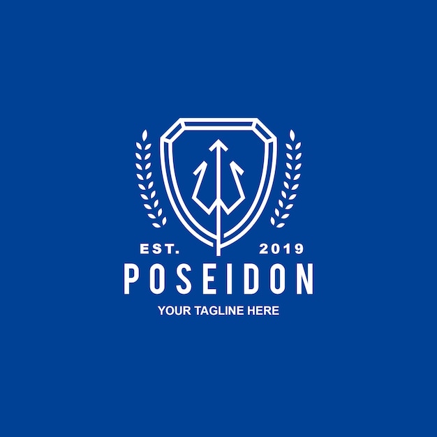 Poseidon crest security logo Premium Vector