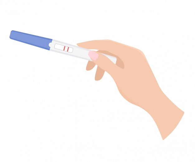 Premium Vector Positive Pregnancy Test In The Hand Illustration In Cartoon Flat Style 7545