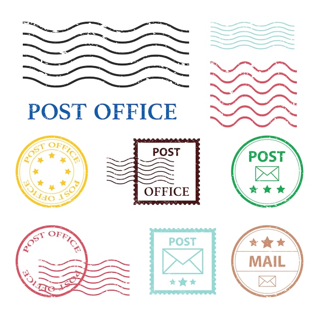 白い背景の上の郵便局マークイラスト プレミアムベクター