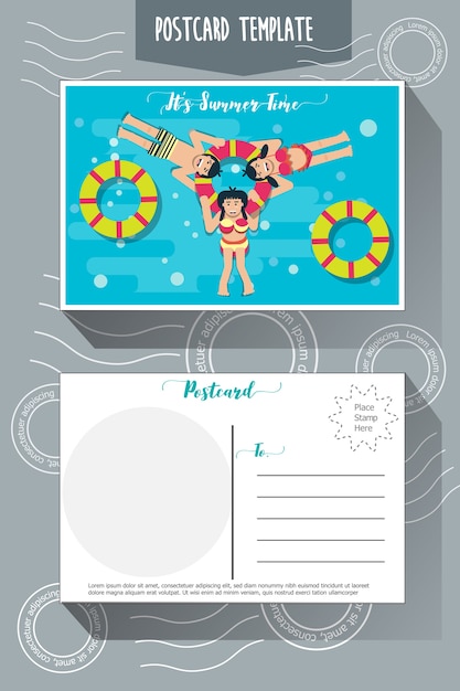 Postcard template Premium Vector