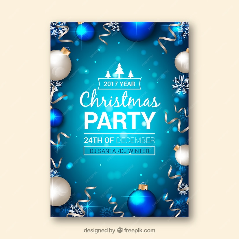 Free Vector | Poster for a christmas party in blue tones