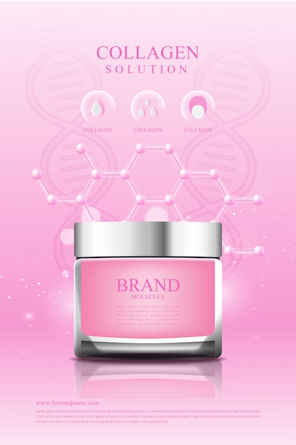 Premium Vector Poster Cosmetics Pink Cream Collagen Serum