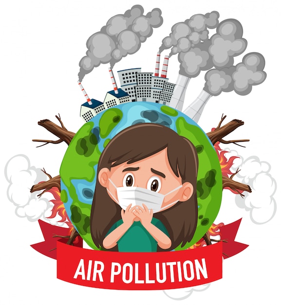 Poster Design For Stop Pollution With Girl Wearing Mask Premium Vector 6450