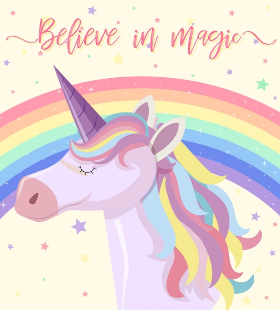 Premium Vector | Poster design with rainbow unicorn