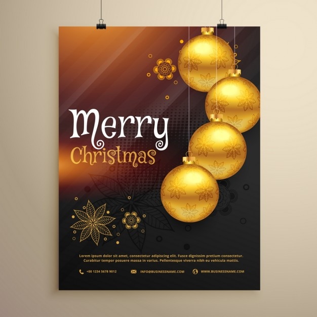 Poster, golden balls, christmas