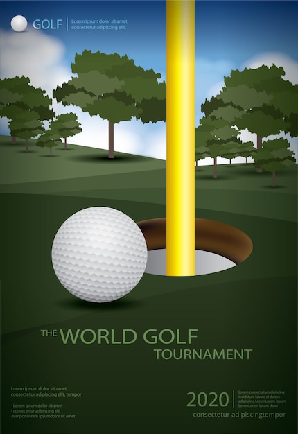 ポスターゴルフチャンピオンテンプレートデザインイラスト 無料のベクター