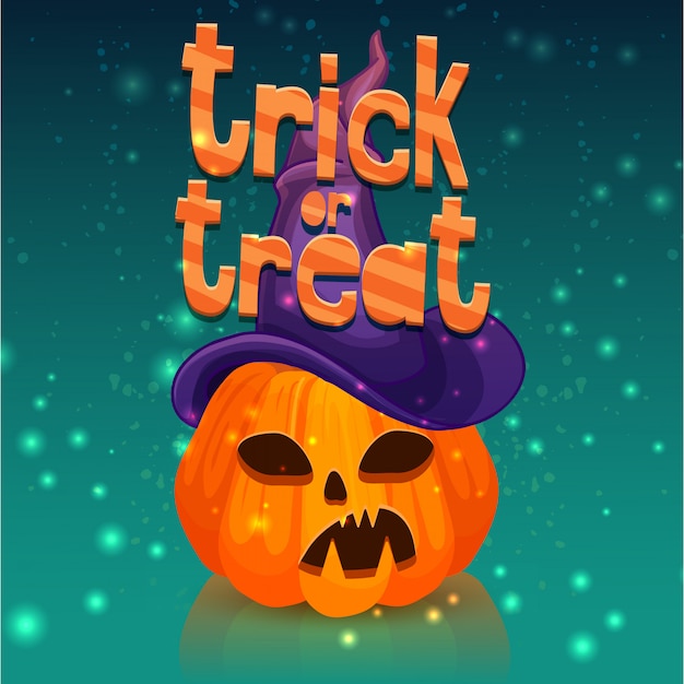 Premium Vector | Poster for a happy halloween with a pumpkin head in a ...