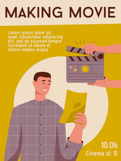 Premium Vector | Poster of making movie concept