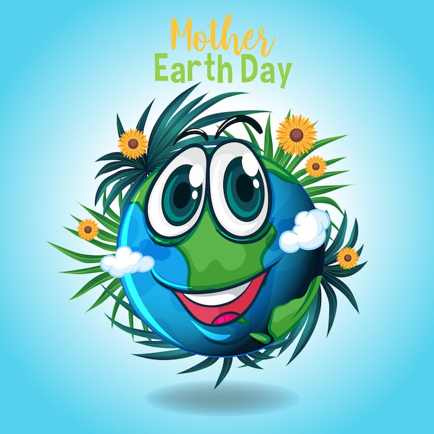 Free Vector | Poster for mother earth day with big smile on earth