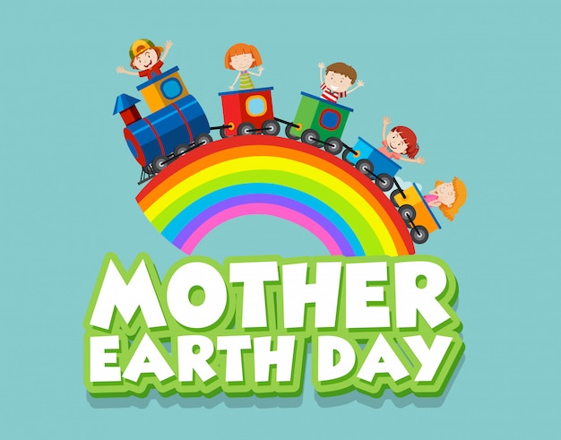 Download Poster for mother earth day with happy children on the ...