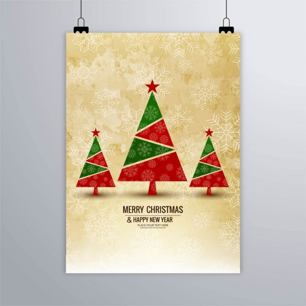 Poster of geometric christmas trees Free Vector