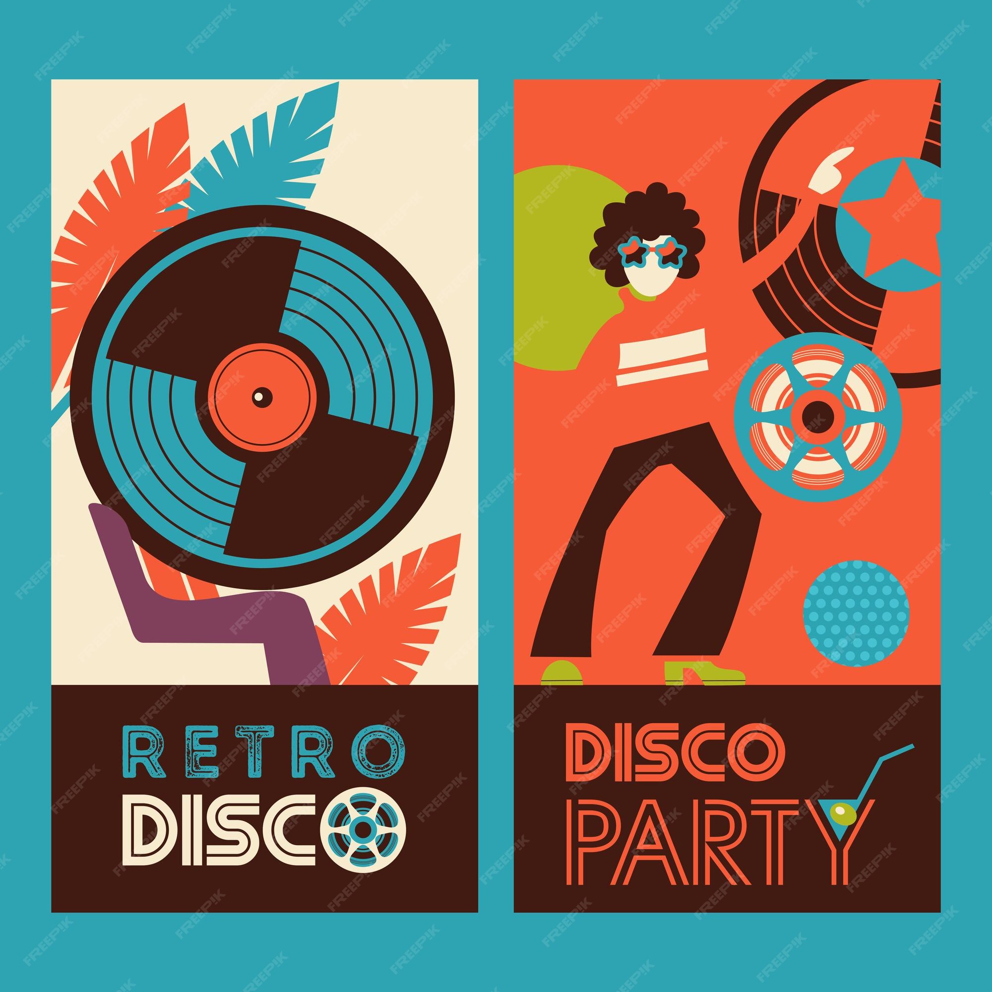 Premium Vector | Poster in retro style. retro party.a disco dancer.