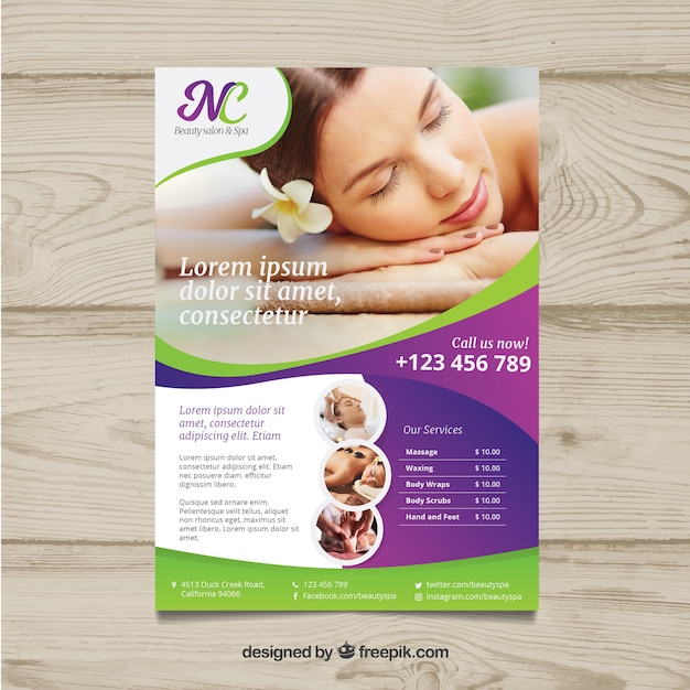 Free Vector | Poster for a spa center with a photo