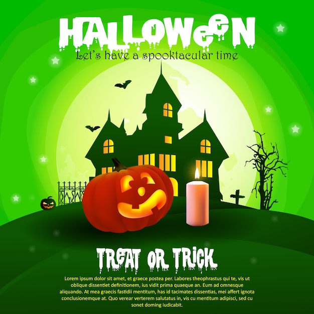 Poster spooky halloween party Premium Vector