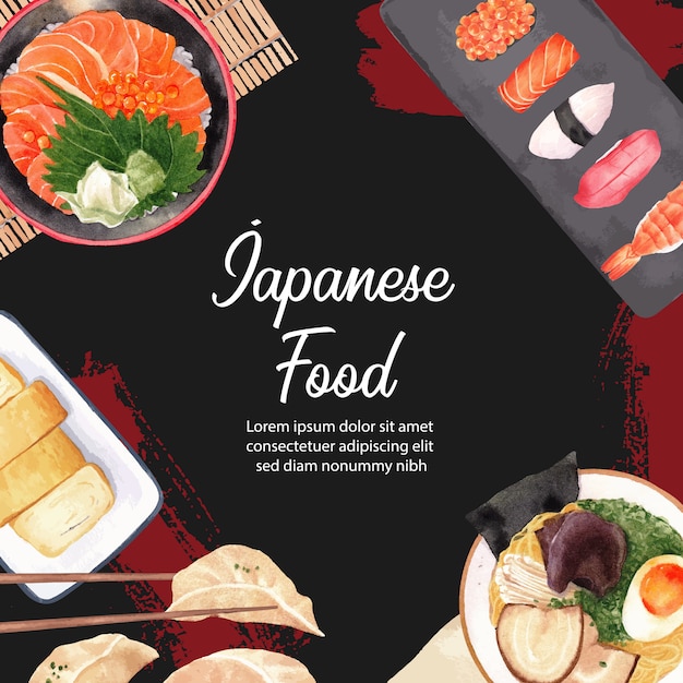 Free Vector Poster Of Sushi Restaurant Illustration Japanese Inspired In Modern Style