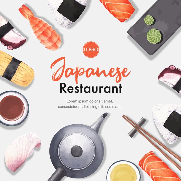 Free Vector Poster Of Sushi Restaurant Illustration Japanese Inspired In Modern Style