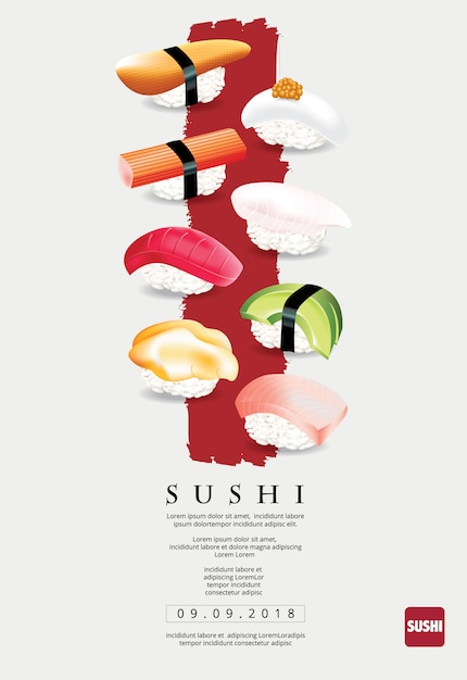 Poster of sushi restaurant vector illustration | Premium Vector