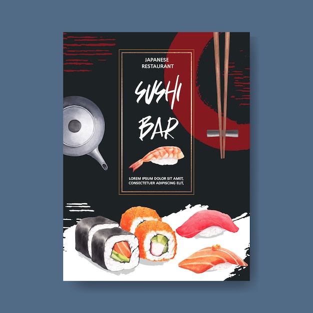 Free Vector | Poster for sushi restaurant