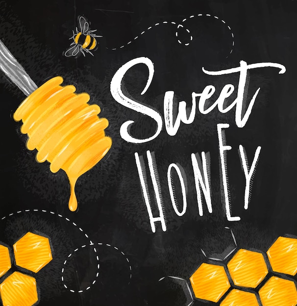 Download Poster sweet honey chalk Vector | Premium Download