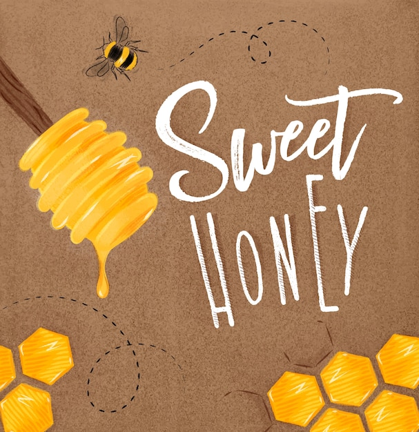 Premium Vector | Poster sweet honey craft