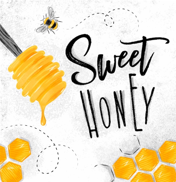 Download Poster sweet honey | Premium Vector