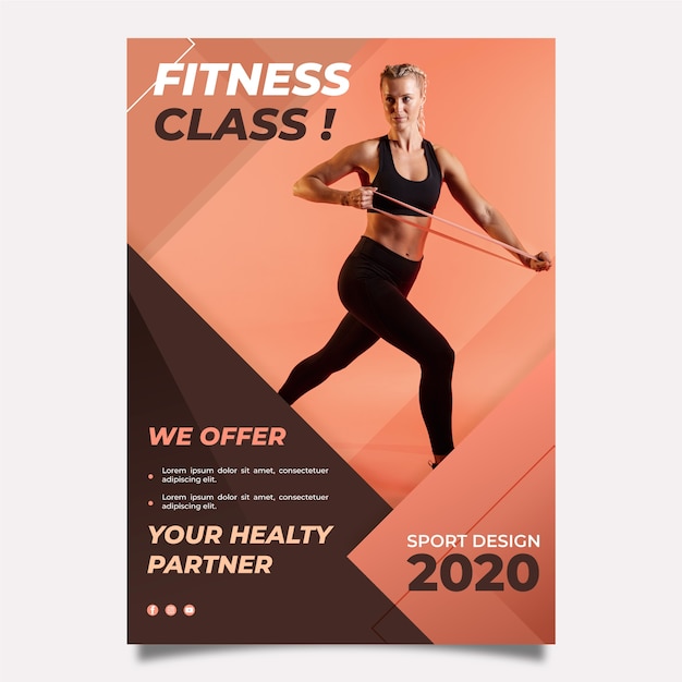 Free Vector Poster template for sport with photo