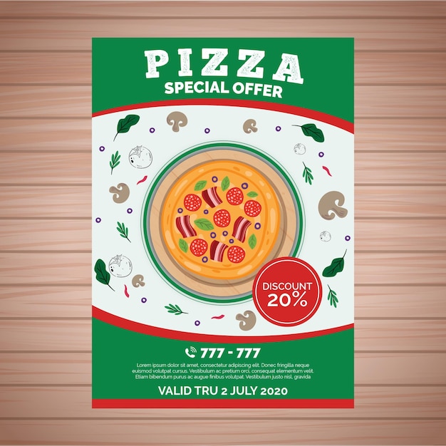 Free Vector | Poster template with pizza