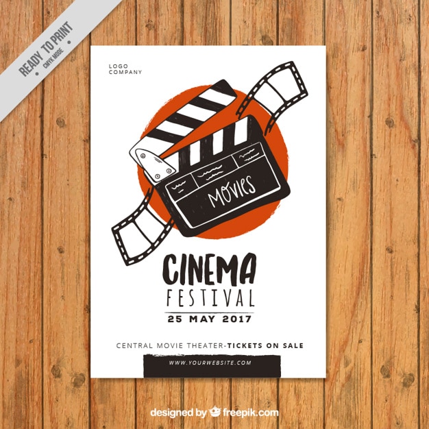 Poster with hand drawn clapper Free Vector